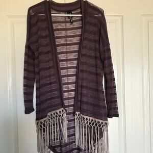 Boho Fringe Open Front Cardigan